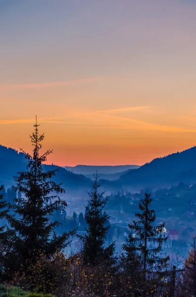 Mist morning in the Carpathian Mountains — Stock Photo, Image