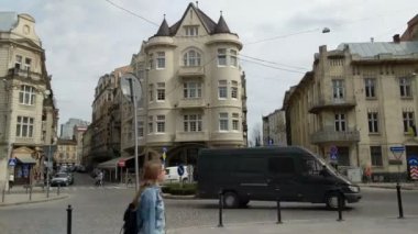 Lviv şehir mimarisi bahar sezonu