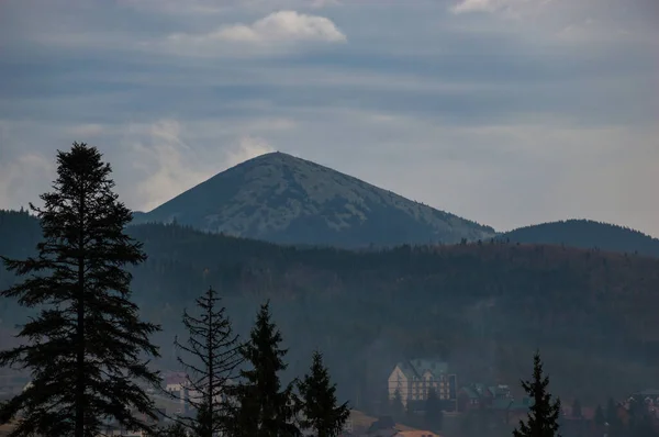 Carpathian mountains landscape video footage in the rain with fog