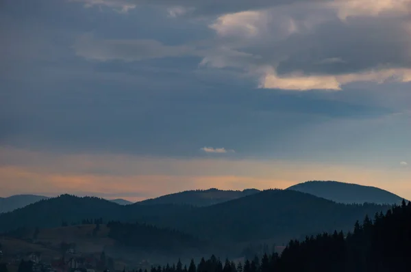 Carpathian mountains landscape video footage in the rain with fog