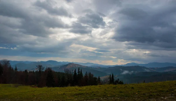 Outono Paisagem Fundo Clima Chuva Com Nevoeiro — Fotografia de Stock