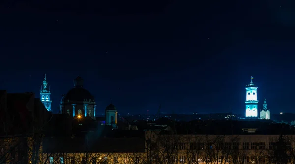 Nacht Lviv Oude Stad Architectuur Kerst — Stockfoto