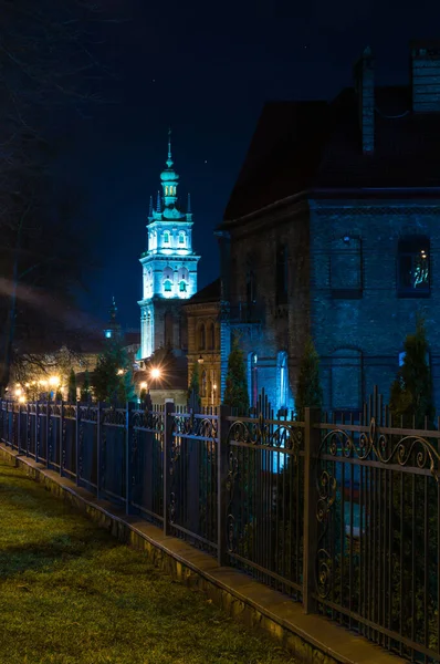 Nuit Vieille Architecture Ville Lviv Noël — Photo