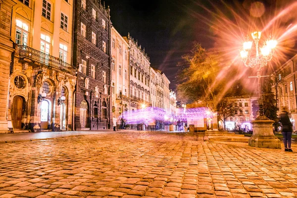 Nacht Lviv Oude Stad Architectuur Kerst — Stockfoto