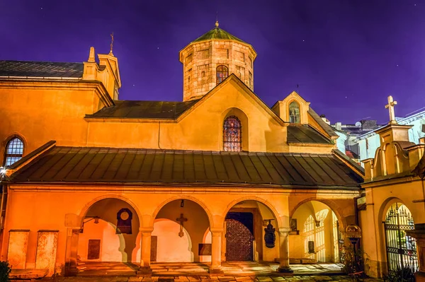 Nuit Vieille Architecture Ville Lviv Noël — Photo