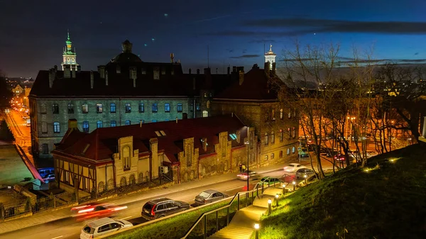 Night Lviv Old City Architecture Christmas — Stock Photo, Image