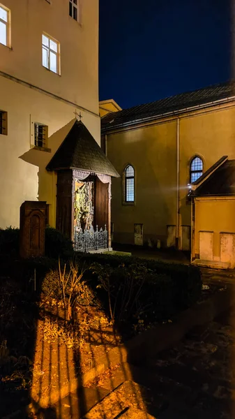 Night Lviv Old City Architecture Christmas — Stock Photo, Image