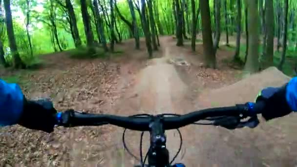 Amador Cavaleiro Bicicleta Parque Primavera — Vídeo de Stock