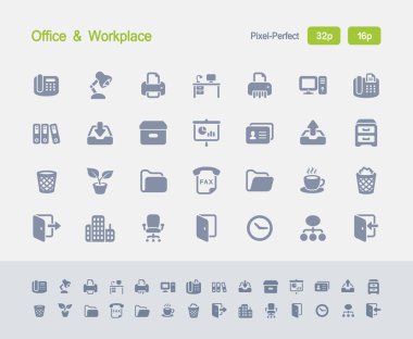 Ofis ve işyeri - granit simgeler