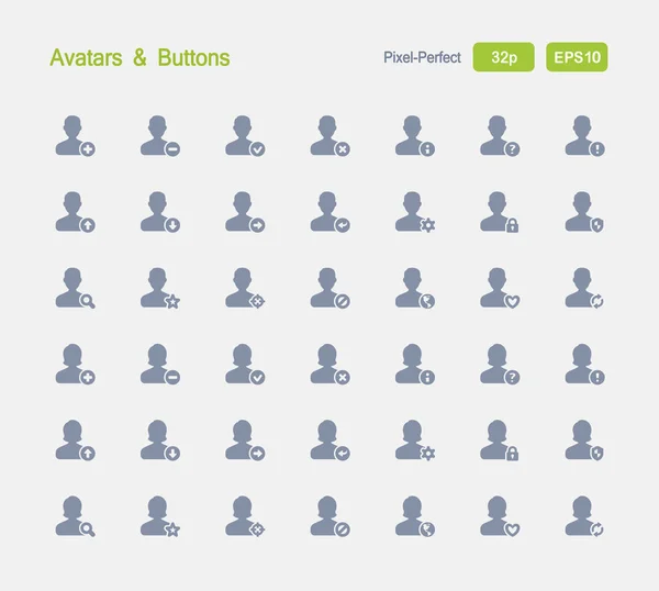 Avatars & Buttons - Granite Icons — Stock Vector