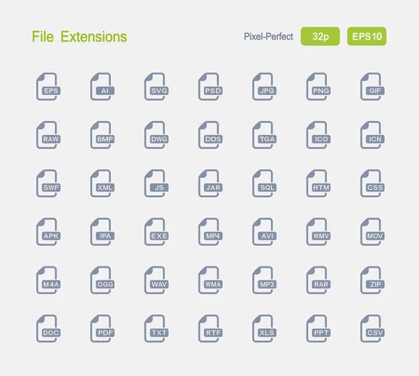 File Extensions - Granite Icons — Stock Vector