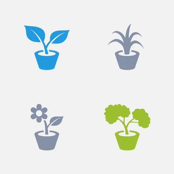 Домашние растения - Гранитные иконы — стоковый вектор