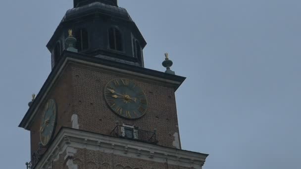 Krakau middeleeuwse toren klok — Stockvideo