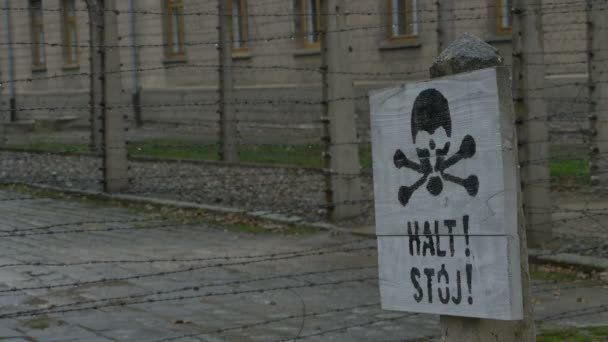 Death Sign on Nazi Extermination Camp — Stock Video