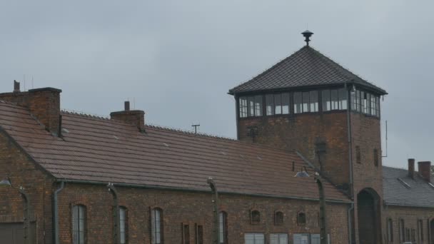 Auschwitz Birkenau Gates Tower — Stock video