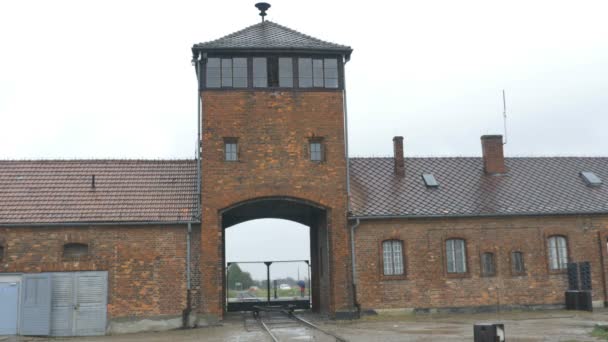 Auschwitz huvudporten — Stockvideo