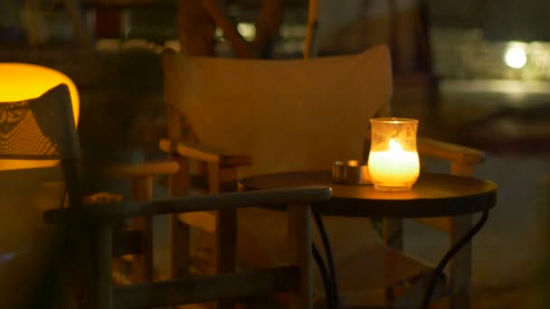 'S nachts buiten Restaurant tabel — Stockvideo