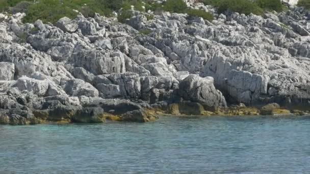 Σκληρή βράχοι κατά μήκος ακτή — Αρχείο Βίντεο
