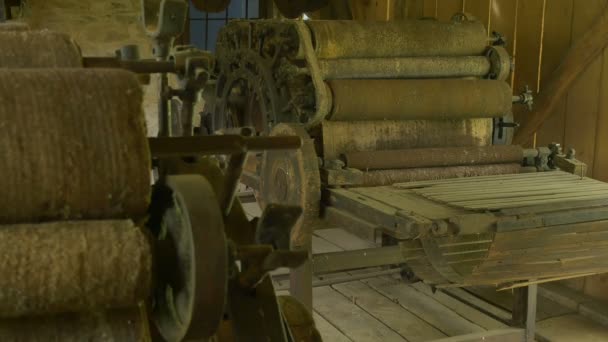 Uitzicht Een Oude Fabriek Van Textiel Machines Apparaten Een Grote — Stockvideo