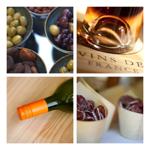 Aperitivos e vinho — Fotografia de Stock