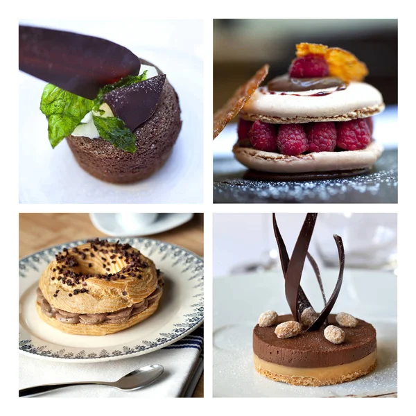 French cakes collage — Stock Photo, Image