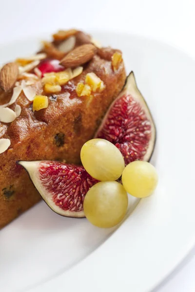 Gros Plan Des Fruits Gâteau Figues Raisins — Photo