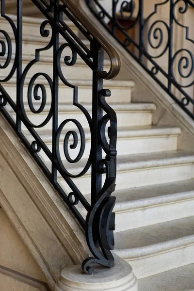Stoned Staircase Wrought Iron Handrail — Stock Photo, Image