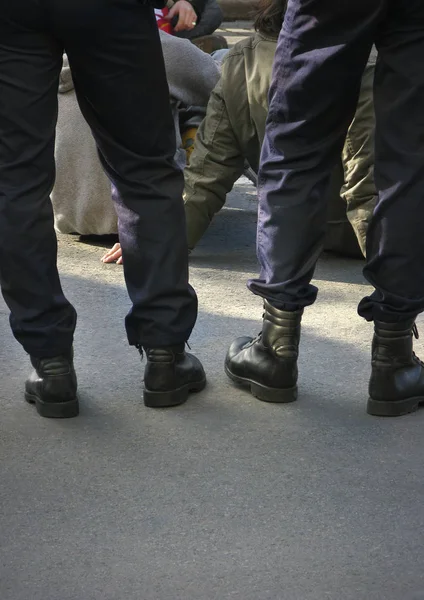 Policemen in a protest — Stock Photo, Image