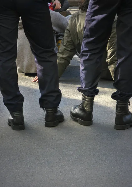 Polizisten bei einem Protest — Stockfoto