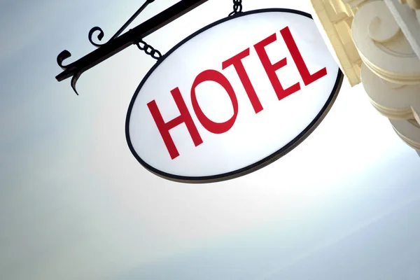 Close up of hotel sign — Stock Photo, Image