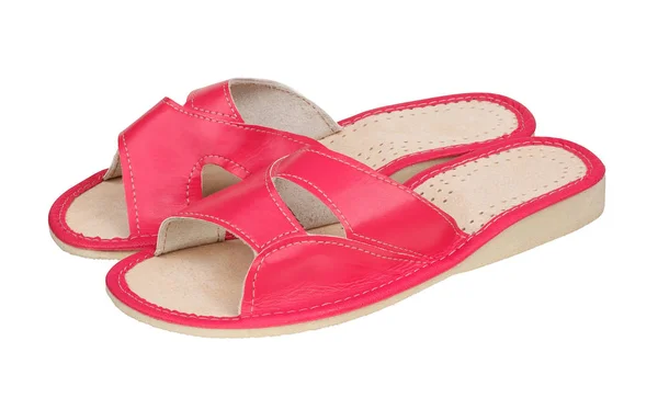 用皮革制成的粉红色拖鞋 — 图库照片