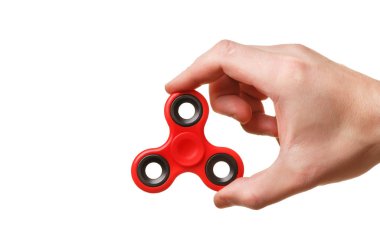 Kırmızı bir spinner el tutar