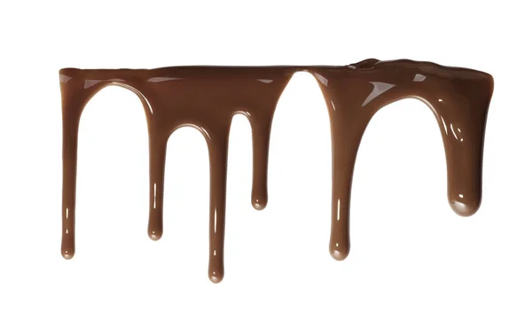 Flowing down liquid chocolate — Stock Photo, Image