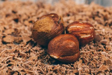 Soyulmuş fındık makro çekim