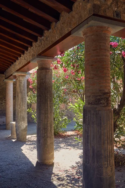 Patio met tuin in Pompeii — Stockfoto