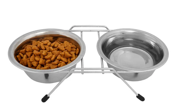 Köpek veya kedi için iki metal kâse 