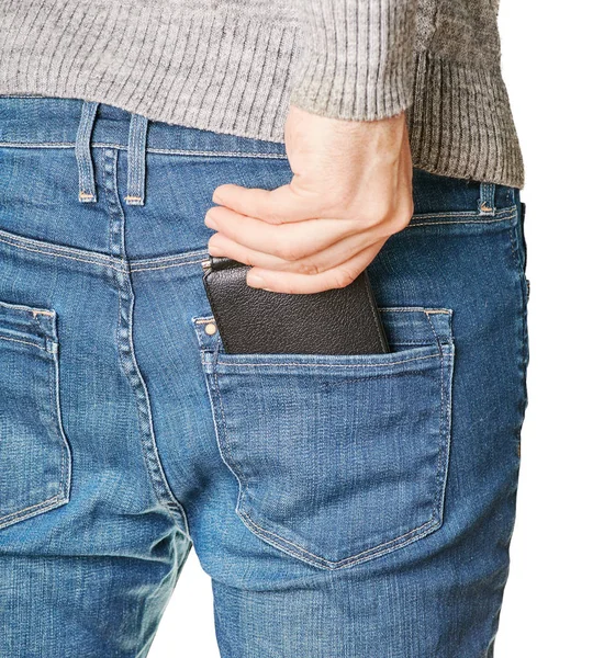 Dompet hitam di saku belakang — Stok Foto