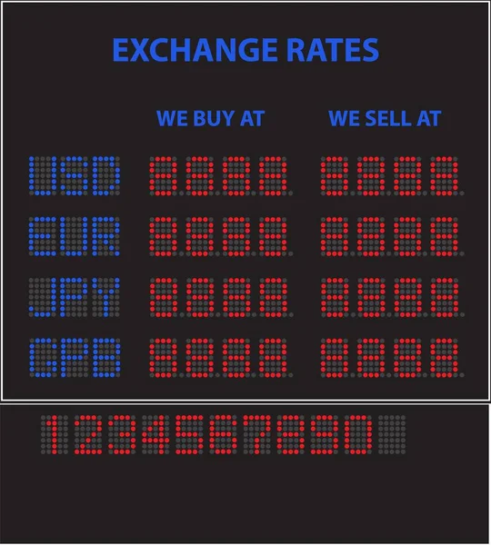 Display elettronico a LED per il cambio valuta — Vettoriale Stock