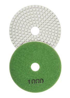 Beyaz arka grupta izole edilmiş öğütme makinesi için elmasın her iki tarafı da esnek aşındırıcı disk.