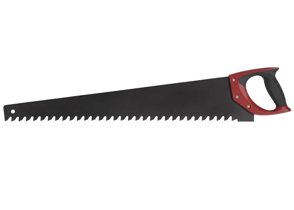 Aerated concrete saw with red handle isolated on white backgroun