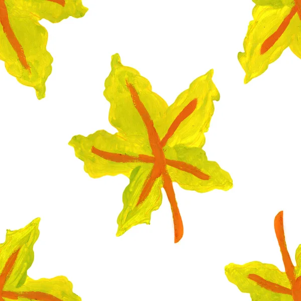 Herbst Gelbes Ahornblatt Nahtloses Muster — Stockfoto
