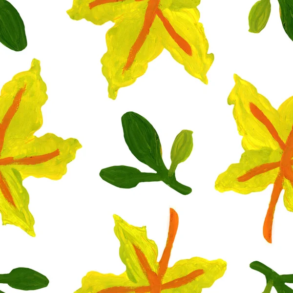 Jesień Żółty Zielony Klon Liście Bezszwowe Wzór — Zdjęcie stockowe