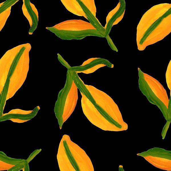 Jesień Żółty Zielony Pomarańczowy Liście Bezszwowy Wzór — Zdjęcie stockowe