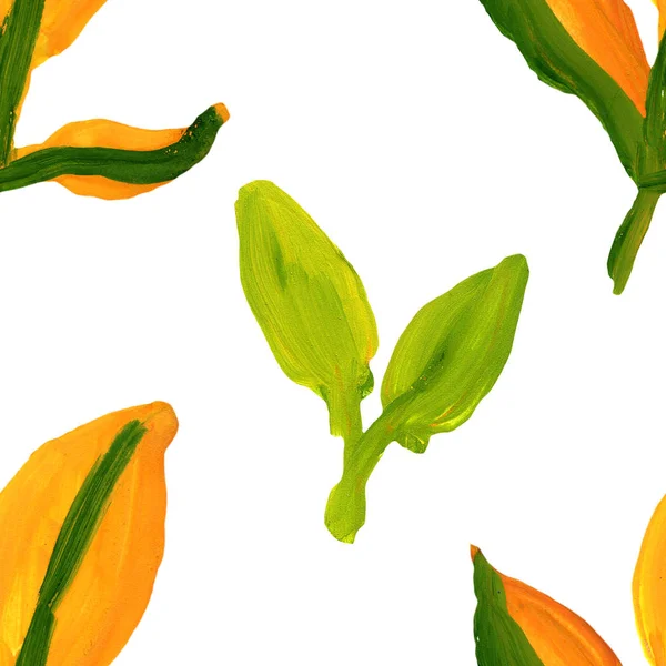 Herfst Groen Geel Oranje Bladeren Boom Naadloos Patroon — Stockfoto