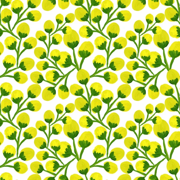 Fleurs Vert Jaune Motif Sans Couture — Photo