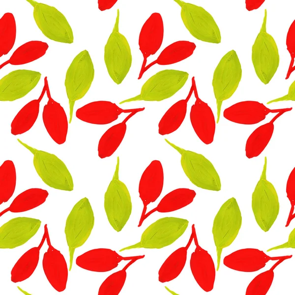 Yellow Flowers Green Red Leaves Autumn Seamless Pattern — Stock Photo, Image