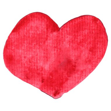 Kırmızı izole kalp. El yapımı suluboya şablonu. Sevgililer Günü. Aşk ve romantizm. Tebrik kartları, baskılar ve tasarım için