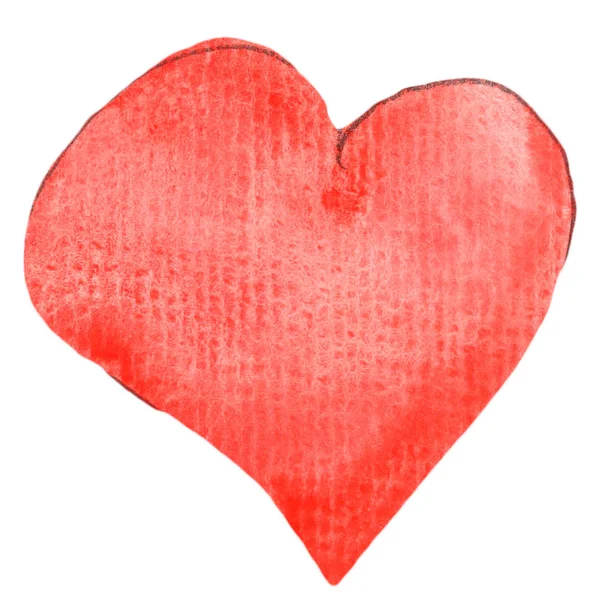 Coração Isolado Vermelho Modelo Aquarela Desenhado Mão Dia São Valentim — Fotografia de Stock