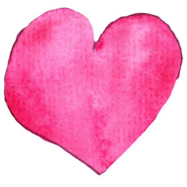 Červené Izolované Srdce Ručně Kreslená Šablona Akvarelu Valentýna Láska Romantika — Stock fotografie