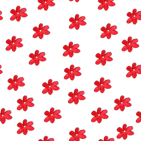 Nahtloses Muster Aquarell Rote Blumen Isolierte Elemente Valentinstag Liebe Und — Stockfoto